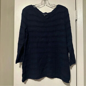 41 Hawthorn Hauthie Pointelle 3/4 sleeve sweater navy blue size XL